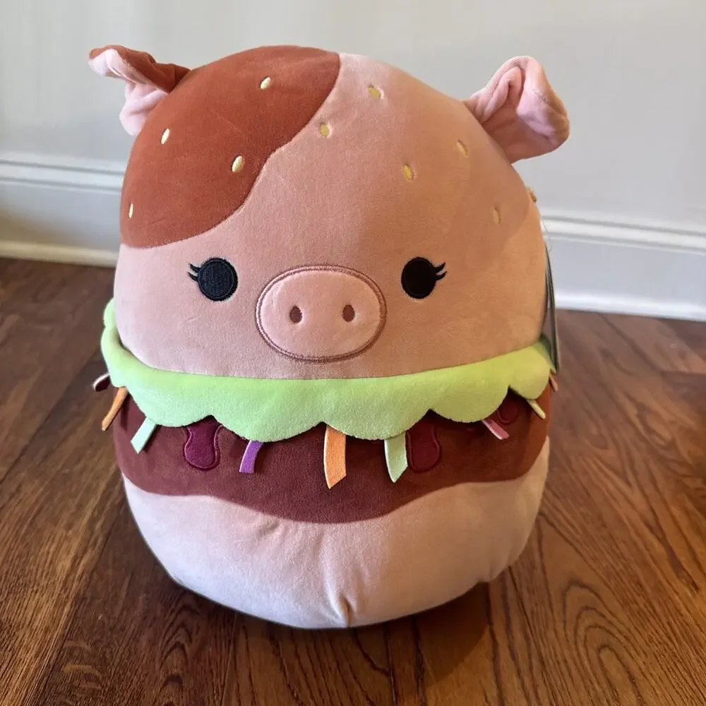 New Squishmallows Carnita Girl Pig BBQ Pulled Pork Sandwich Stuffy Plush Toy NWT